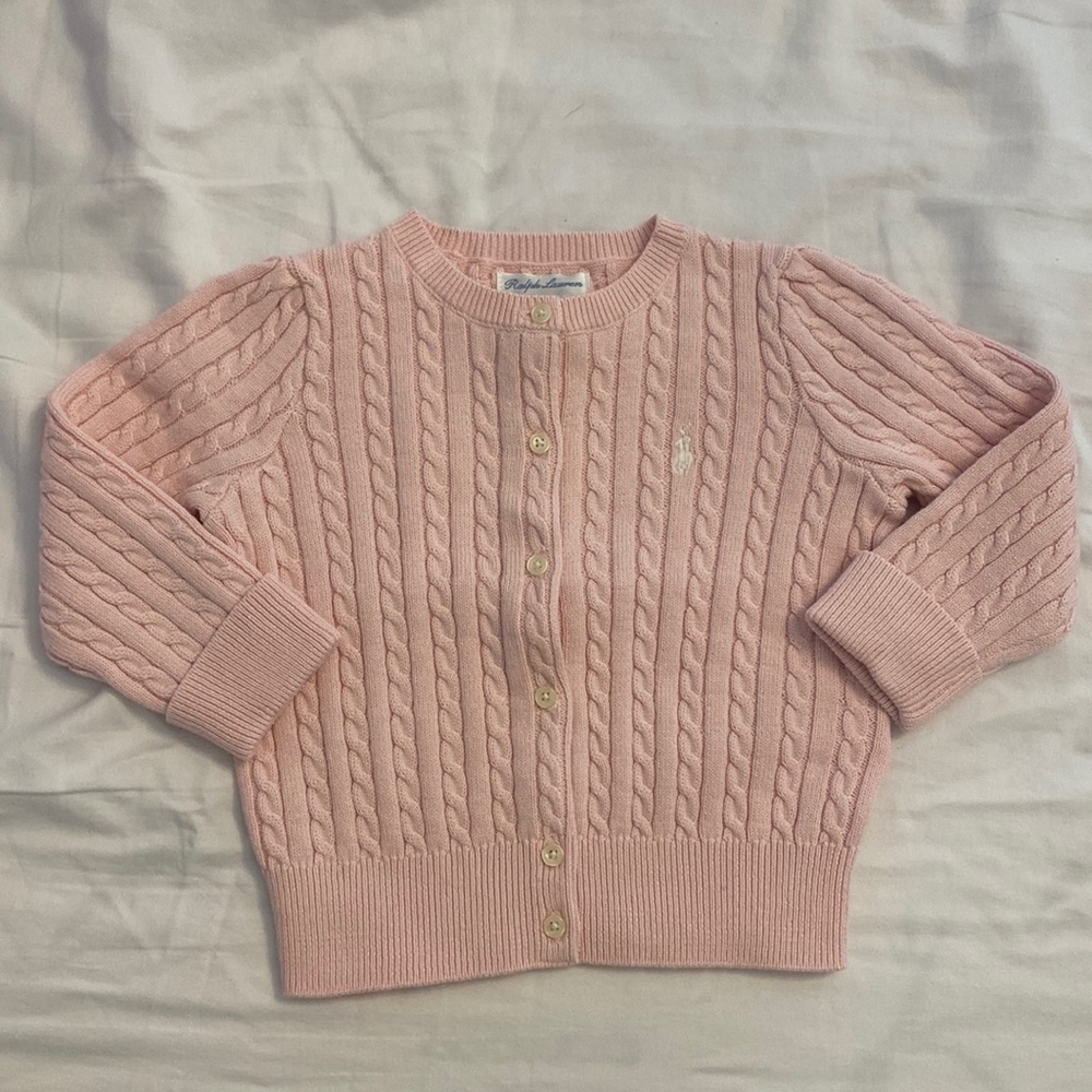 NWT Ralph Lauren Cable Knit Cardigan - Pink 18M